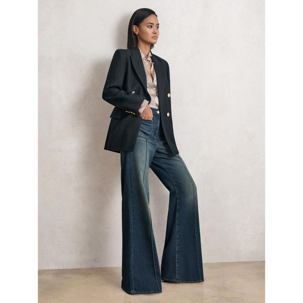 REISS Sakura Patch-Pocket Flared Jeans